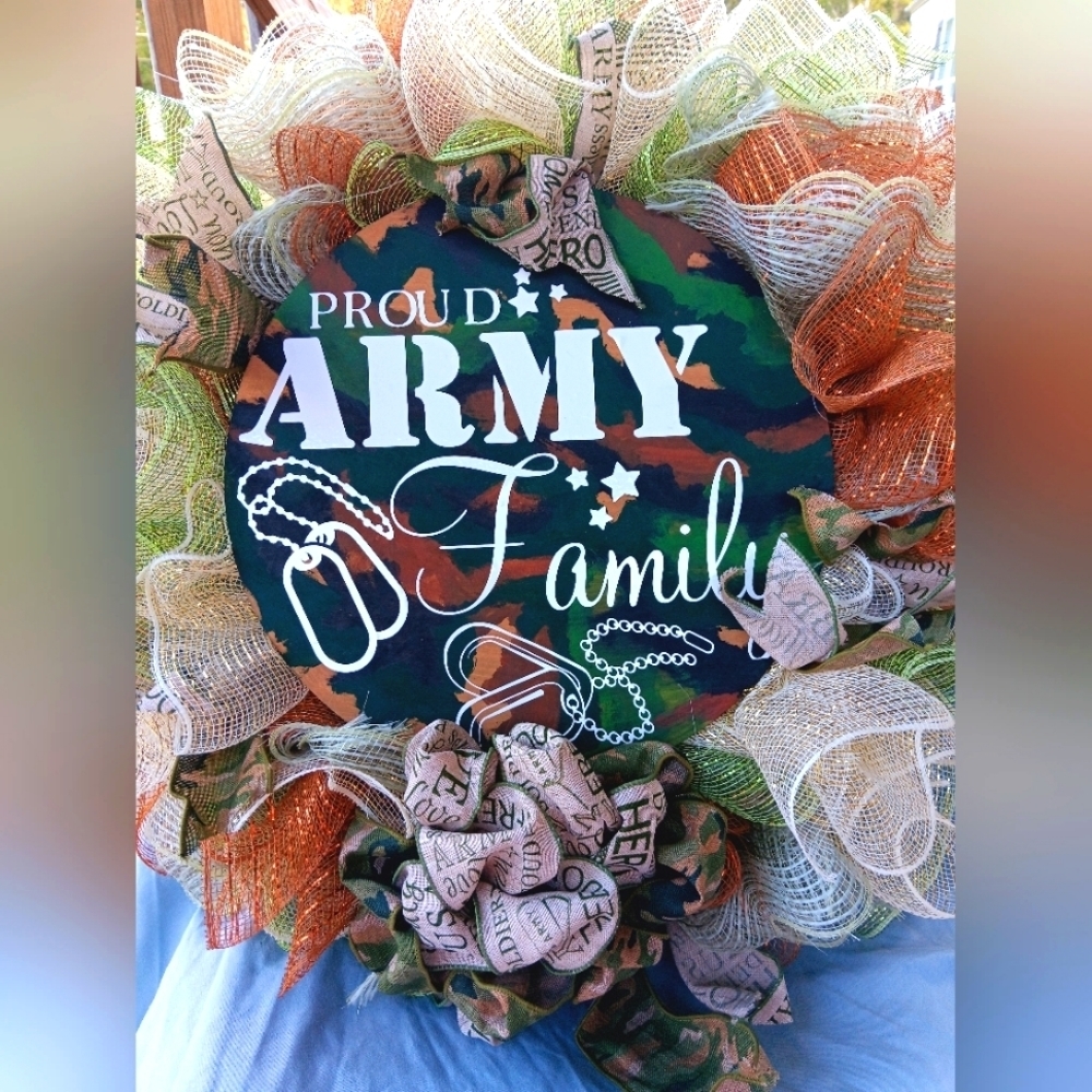 Handcrafted Proud Army Family Decorative Patriotic Home Décor Item